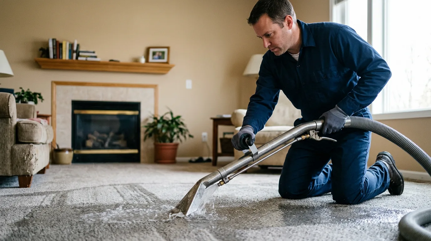 Water damage restoration technician working near Kechi, KS